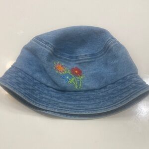 No Boundaries floral Embroidered Denim Bucket Hat